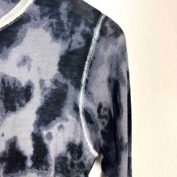KOKUN Printed Overdyed soft bamboo cashmere blend Sweater Crew Silver Water sz S - Picture 6 of 7